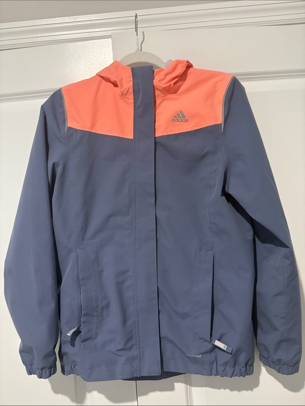 Adidas women Hooded Rain Jacket in Coral & Slate Blue